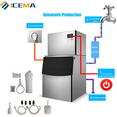 200 کیلوگرم 300 کیلوگرم 400 کیلوگرم 500 کیلوگرم ICEMA Ice Cube Maker Machine 760*830*1780mm اندازه یخ 22x22x22mm