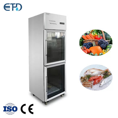 خرید یخچال فریزر 0-8 درجه دو درب قائم استیل ساید بای ساید 400 لیتر برای رستوران تولید آنلاین